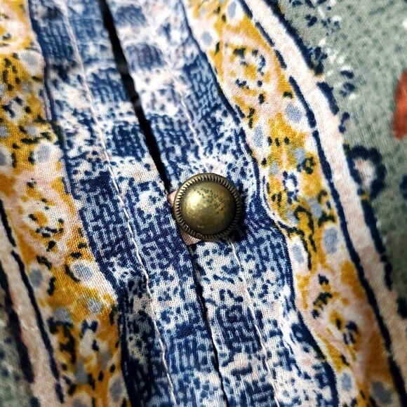 Knox Rose Womens Bohemian Pink/Green Top Size Small Earthy Semi-Sheer Tie-Front - Picture 7 of 13